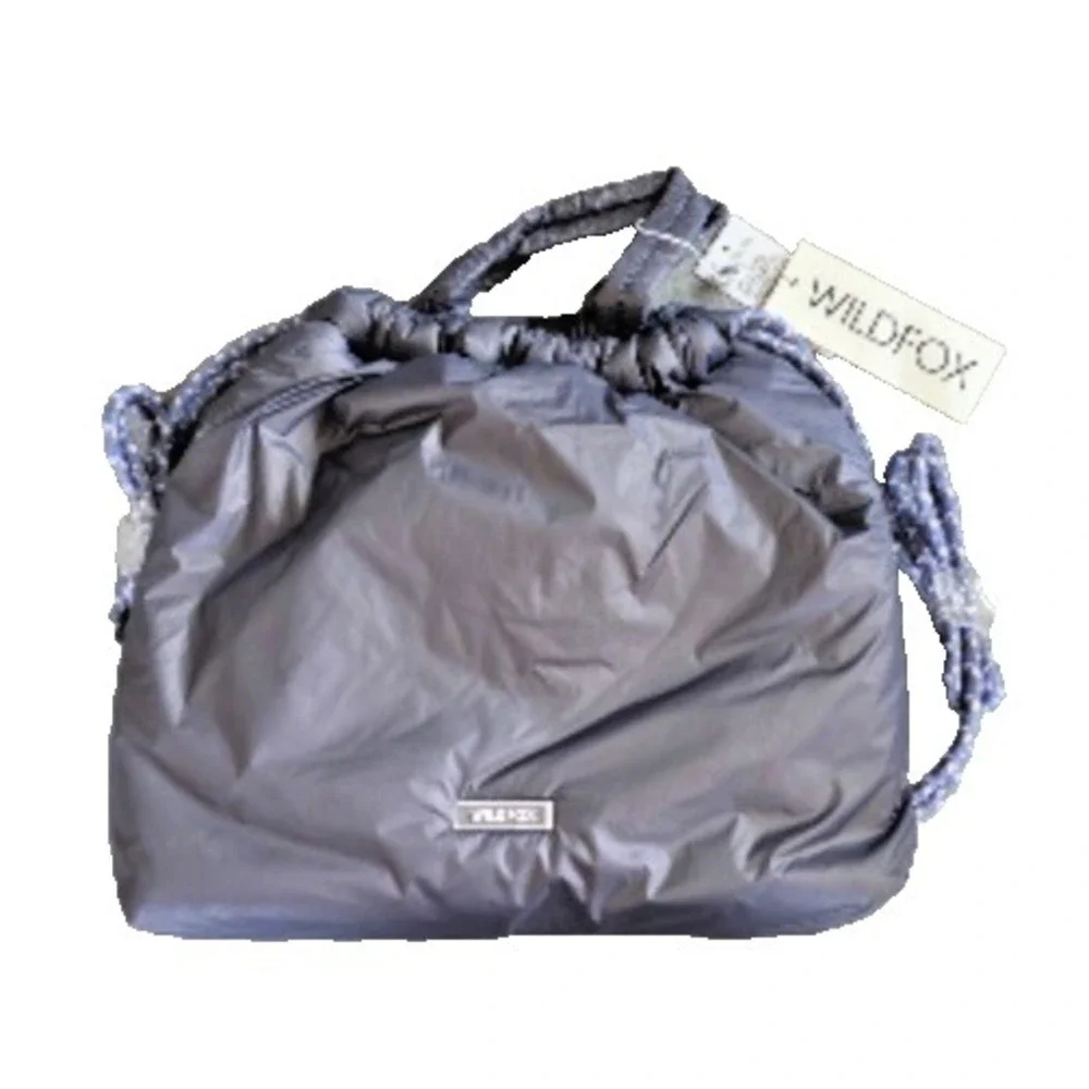 NWT Wildfox Puffy Drawstring Backpack‎ Dark Gray Puffer Tote Bag Gym Gorp Y2K